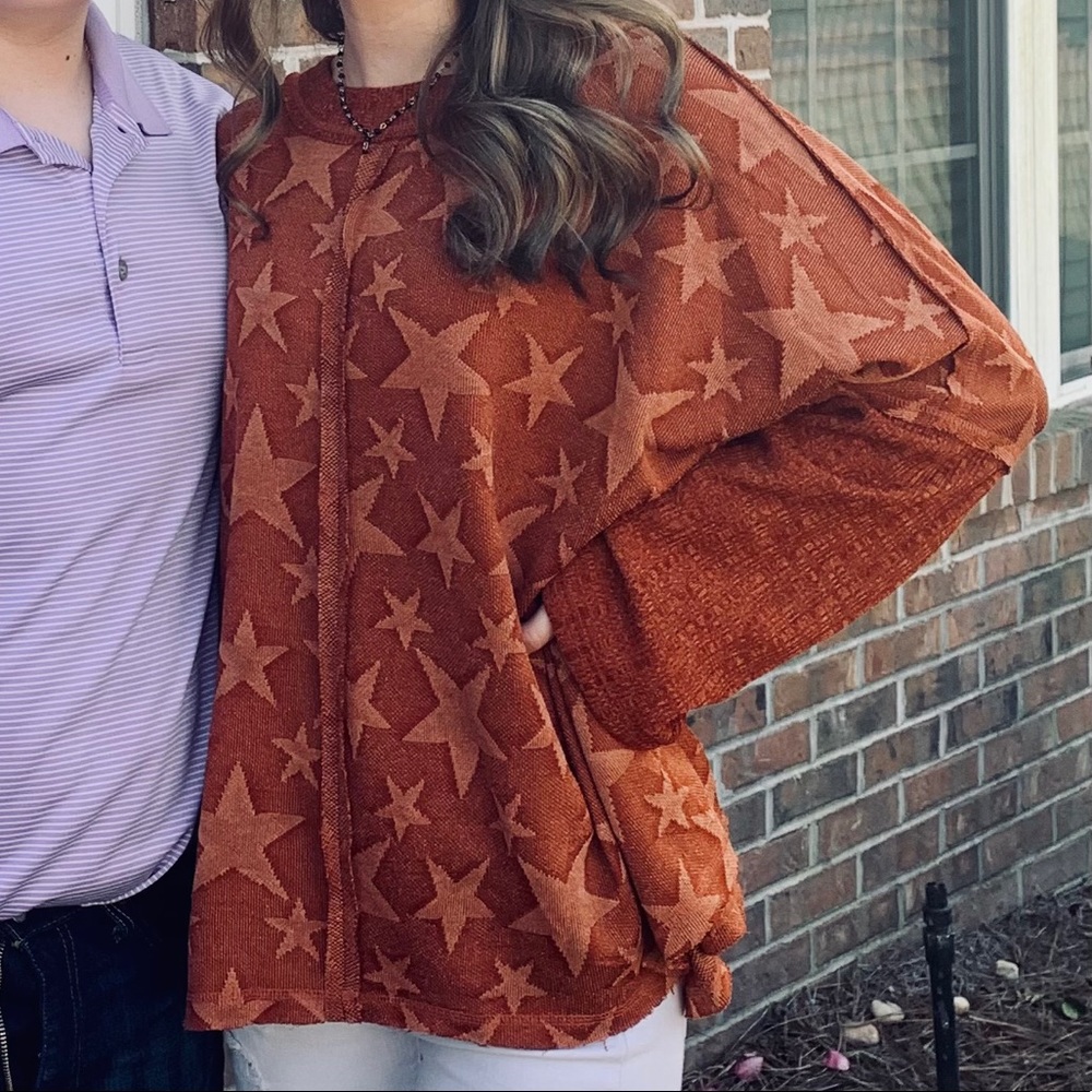 Burnt Orange Star Sweater